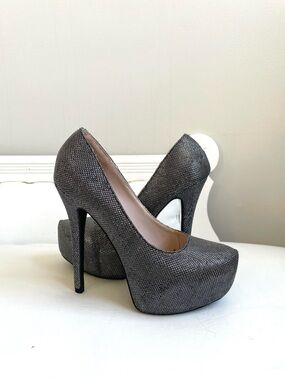 SILVER GREY METALLIC MESH PLATFORM HEELS RETRO THE BLOSSOM COLLECTION